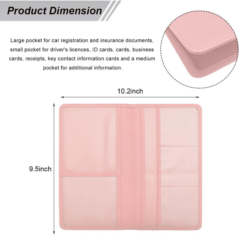 Wevdn Car Registration and Insurance Holder, PU Leather Vehicle Glove Box Organizer with Magnetic Shut, Wallet Case for Insurance Card Driver License Document, Car Accessories (Pink, Matte) - Image 2